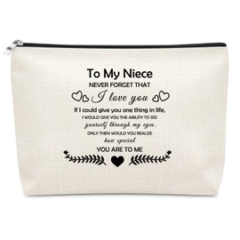Sazuwu Niece Gift From Auntie Aunt to My Niece Makeup Bag Christmas Birthday Graduation Gifts for Teen Girls Nieces Wedding Gifts for Adult Nieces from Auntie Cosmetic Bag Travel Make Up Pouch