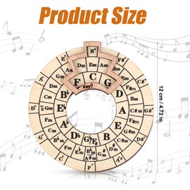 Wooden Melody Tool, Round Circle of Fifths Wheel Melody Chord Tool Music Transpose Accessories Wooden Chord Wheel for Musicians Musical Beginners Songwriters for Notes Chords Key Signature