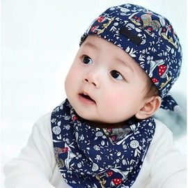 LONTG Baby Bandanna Headband Cotton Newborn Baby Hat Baby Boys Girls Bonnet Hat with Neckerchiefs Bibs Kids Toddler Pirate Hat Elastic Adjustable for 3 6 12 Months