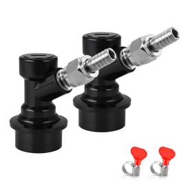 2Pcs Ball Lock Disconnect Fittings with 1/4’’ Stainless Steel Liquid Barb - Durable PBT Keg Fittings, Home Brew Ball Lock Corny Keg Fittings for Keg Post Coupler with Hose Clamps & MFL Swivel Nuts