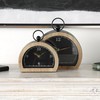 Deco 79 Wooden Decorative Clock Semicircle Mantel Clock with Brown