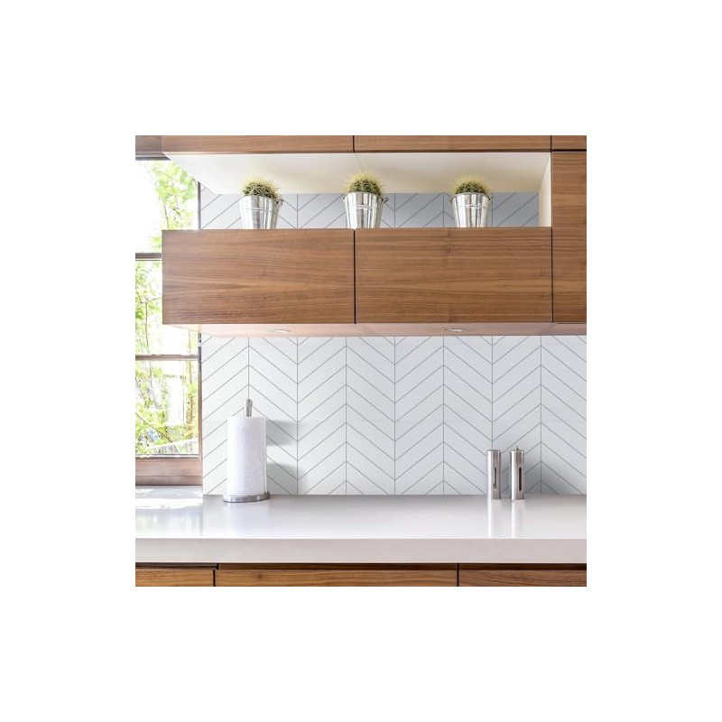 STICKGOO 10 Sheets Thicker Herringbone Peel and Stick Backsplash, 12.6”×9.7”