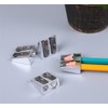 4Pcs Silver 2-Hole Pencil Sharpener Survival,Mini Hand Held Pencil Sharpener