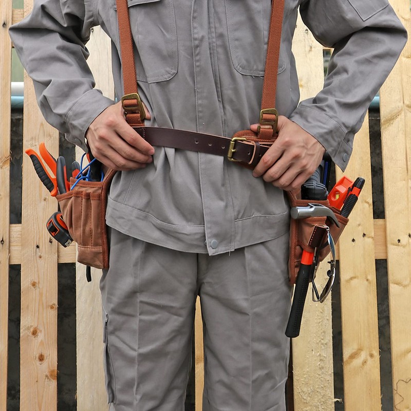 TOURBON Wax Canvas Carpenters Tool Bag Work Apron Belt with