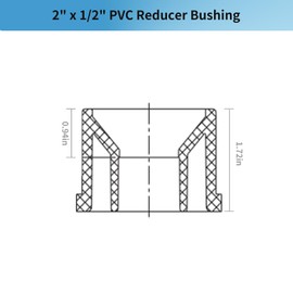 LESSO 2" x 1/2" PVC Reducer Bushing Fitting, PVC Pipe Durable High Pressure Easy to Install for Home, Industrial, Plumbing, and Irrigation Use, SCH 40 White 2 Pack