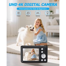 W&O Digital Camera for Kids,1080P HD 64MP Kids Camara Fotograficas, Point and shoot Digital Cameras with 2.8"LCD Screen, 16X Zoom, Game & SD Card, Vintage Camera Digital Camara for Boys & Girls(Black)