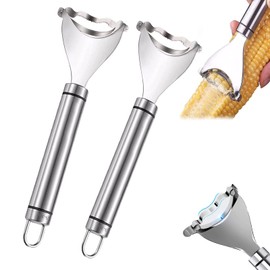 2 Pcs Magic Corn Peeler, Stainless Steel Corn Cob Peeler, Convenient Corn Cob Stripper Tool for Kitchen Gadget, Fast and Easy to Use Corn Cob Cutter Corn Stripper, Corn Peeler for Corn on The Cob