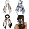 3 Pcs Spring Women's Silk Satin Hair Scarf with Ribbon,