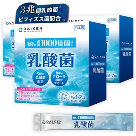DAIKEN Lactic Acid Bacteria Supplement, 3 Trillion Lactic Acid Bacteria, Bifidobacteria, Inulin, and Fructooligosaccharides for Daily Support, Made in a GMP-Certified Factory in Japan, 30-Day Supply, Probiotic Powder, 30 Bags (x 3)