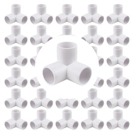 30Pack 3-Way 3/4 inch PVC Fitting PVC Elbow Fittings PVC Pipe Connectors Build Heavy Duty Furniture Grade for 3/4 inch PVC Pipe, 3 Way PVC Pipe Joint (White) (3/4 inch)