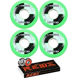 Labeda Shooter Inline Roller Hockey Wheels Green 76mm (4 Pack) with Bones Reds Bearings (68mm)
