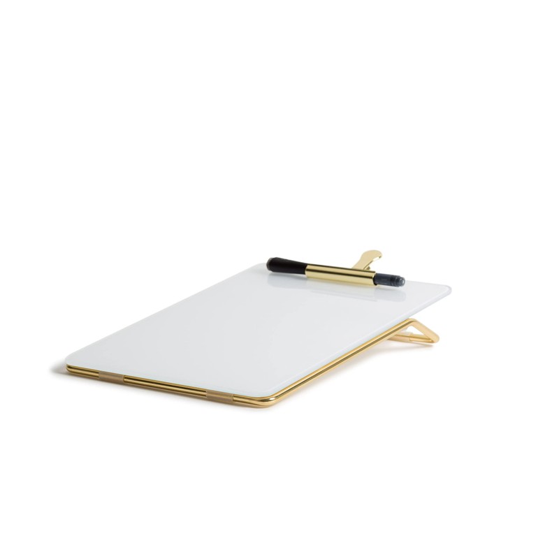 U Brands Glass Dry-Erase Desktop Easel, Tempered Glass, Gold Metal