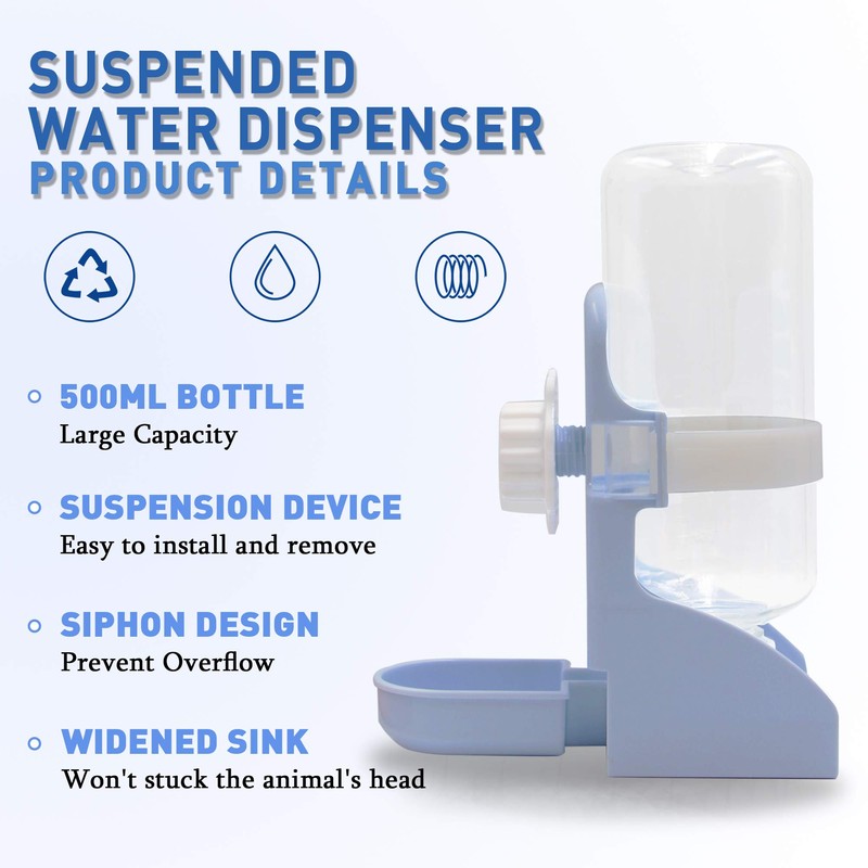 LLSPET Rabbit Water Bottle Suspension Water Dispenser for Mini Pet