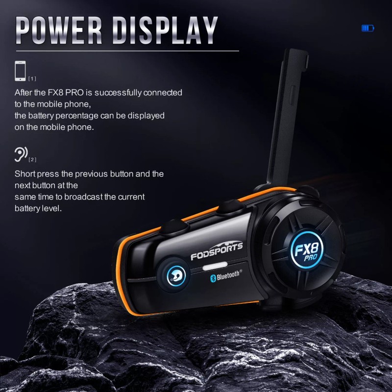 Fodsports FX8 Pro Motorcycle Helmet Intercom Bluetooth Headset 10 Riders