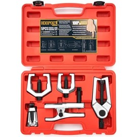 Ball Joint Separator, Pitman Arm Puller, Tie Rod End Tool,5-in-1 Front End Service Set for Easy Removal of Most Popular Types of Pitman Arms, Tie Rods and Ball Joints(Red)