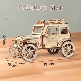 Cuteefun 3D Wooden Models Construction Kits Adults, Off-Road Vehicle, Wooden Mechanical 3D Puzzle, Wooden Construction Kit, Gift Ideas for Boys Girls Teenagers Men and Women