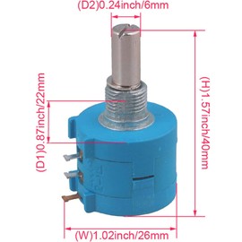 5PCS 3590S Precision Multiturn Potentiometer 10-Turn Adjustable Resistor 100/200/500/1K/2K/5K/10K/20K/50K/100K Ohm 3590S-2-103L (Size : 10K Ohm)