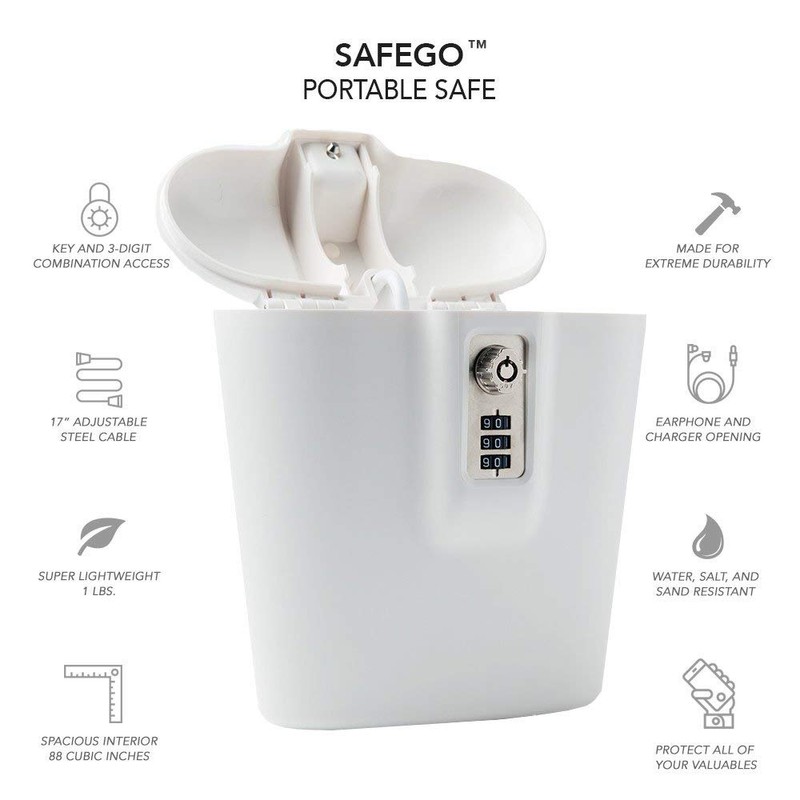 SAFEGO Portable Indoor/Outdoor Lock Box Safe with Key and Combination