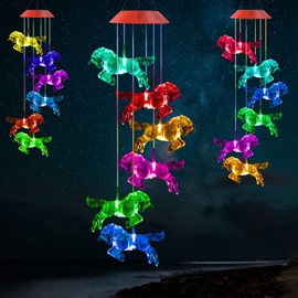 Solar Horse Wind Chimes, Color Changing Horses Wind Chime, Waterproof Solar Horse Lights, Romantic Solar Powered Horse Wind Chime, Home, Yard, Balcony, Outdoor, Garden Decoration Gifts, Gifts for Mom