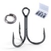 Goture Triple Hook Set, Treble Hooks, Split Ring, Economical, Black,