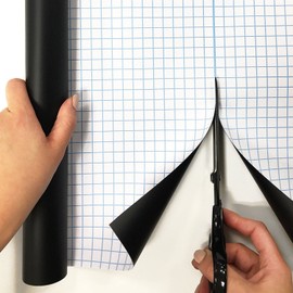 Extra Large Chalkboard Contact Paper - Chalk Bord Blackboard Decal Vinyl Wall Sticker with 5 Colored Chalk for Home Room Office Classroom Keep Family, School & Work Organized 17.7" X 78.7" (Black)