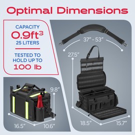 Truck Front Seat Organizer with Dedicated Tablet and Laptop Storage Space with Stabilizing Side Straps, Adjustable Shoulder Strap. Pickup Truck Organizer & Tactical Molle Universal Vehicle Car Fit