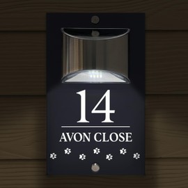 Custom Signs Solar Illuminated Modern Anthracite House Number Sign 24cm x 14.5cm Paws Walk Horizontal Design