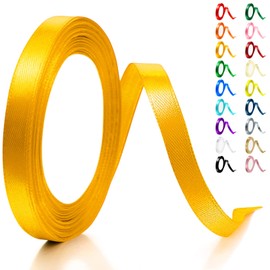 Artcut Ribbon, Gold Ribbon, 10MM × 22M Ribbons for Crafting, Gold Ribbon for Gift Wrapping, Ribbon for Balloons, Sewing, Hair Ribbon, Satin Ribbon, Coloured Ribbon for Wedding, Party