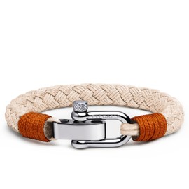 Elegatto Pelagus Premium Rope Bracelet for Men | Designed in California | High-Performance Cotton with Stainless Steel Shackle Closure | Men’s Designer Bracelets | Dune Beige Medium (7")