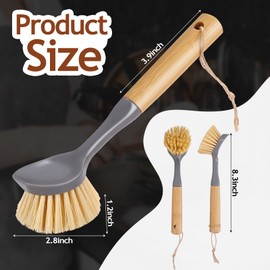 Mimorou Bamboo Handle Dish Brush Set, 8 Pieces, Ideal for Cleaning Dishes, Pans, Pots, Lids, Sink, Stoves, Kitchen Utensils, Tabletops, Bathtub, Washing Basin, Cars