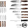 15-Piece Knife Set With Block Wooden,Self Sharpening For Chef Knife