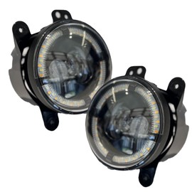 BSJ BESTGYM 4 Inch LED Fog Lights 60W High-Intensity DIY Off Road Fog Lamp for Jeep Wrangler JK Rubicon Unlimited JKU 2007-2018,Round Fog Lamps with High and Low Beam