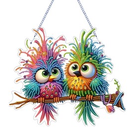 TSRUVYL Bird Diamond Art Painting Kit for Adults, 3D Hanging Double Sided Diamond Art Suncatchers, Cute Diamond Art Painting Crafts Gift, DIY Special Shaped Gem Crystal Ornament(Colorful-Bird)