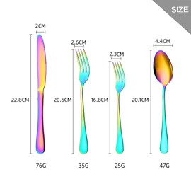 16 Piece Rainbow Cutlery Set Suitable for 4 People Stainless Steel Cutlery Dishwasher Safe