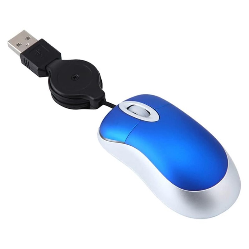 Veumoie 3-Pack Wired Optical Mouse, USB, Blue, Portable, Retractable Cord,