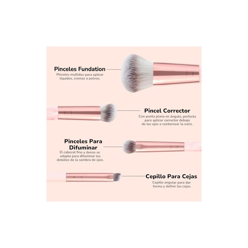START MAKERS Brochas de Maquillaje de Doble Punta, Set de