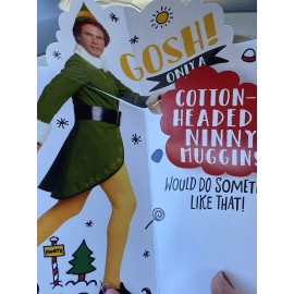 Unbranded Buddy Elf Movie Christmas Card Cotton Headed Ninny-Muggins NEW w/envelope Cute