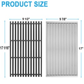17 1/16"x 9 1/2"Grill Grates & Emitter Plates Replacement Parts for Charbroil TRU Infrared 4 Burner 463242715, 463242716, 463276016, 466242715, 466242815, 463257520, G533-0009-W1 G533-0009-W1A