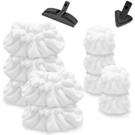 Nicemiya 10 Pack Steam Mop Pads Compatible with Dupray Steam Cleaner etc, 5 Pack Large Rectangle Bonnets + 5 Pack Small Triangle Bonnets Reusable Washable Microfiber Steam Cleaner Accessories