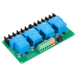 sourcing map 1 Pcs DC 24V 4 Channel Relay Module Switch Board Shield 30A High or Low Level Trigger for Electronics Industrial Home Automation