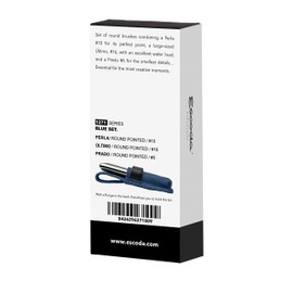 Escoda Artist Watercolor Travel Brush Set w/ Canvas Pouch, 3 Short Handle Brushes (Blue)