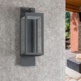 Waterproof Exterior Wall Sconce Light Fixture Integrated LED Wall Lamp with Clear Glass Shade 22527 Outdoor Wall LanternColor: Grey Color