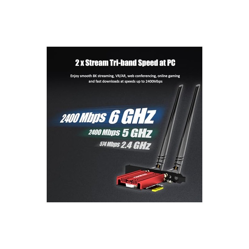 GLOTRENDS WiFi 6E AX5400 Tarjeta PCIe con Soporte de bajo