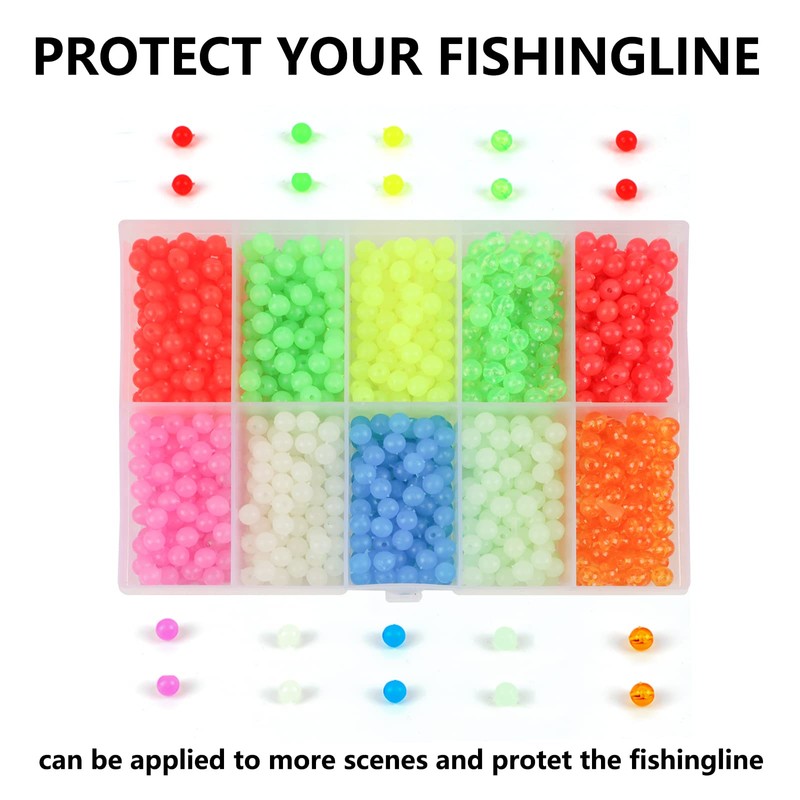 XuuHaa 1000PCS Fishing Beads Assorted Set, Premium 5mm Round Float