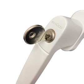 Schüco Window Handle Design Line Lockable - Child Safety Window Lock with Lock I Safety Window Handle for Door and Window in White