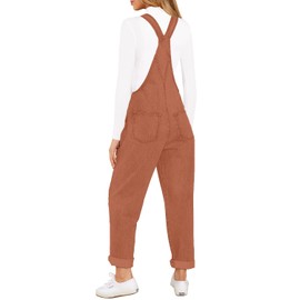 Vetinee Women's Brick Red Adjustable Straps Pockets Boyfriend Denim Bib Overalls Jeans Pants Medium