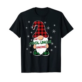 Cooler Uncle Gnome Buffalo Plaid Christmas Pyjamas T-Shirt, black