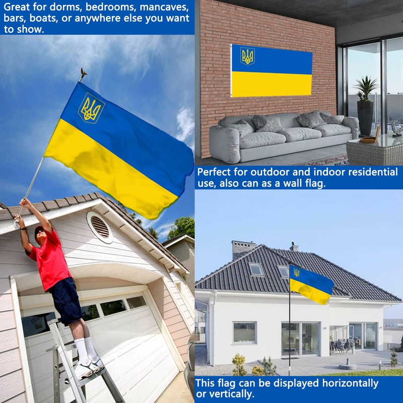 Double Sided Ukraine Trident Flag 3x5 ft Outdoor- Ukrainian National