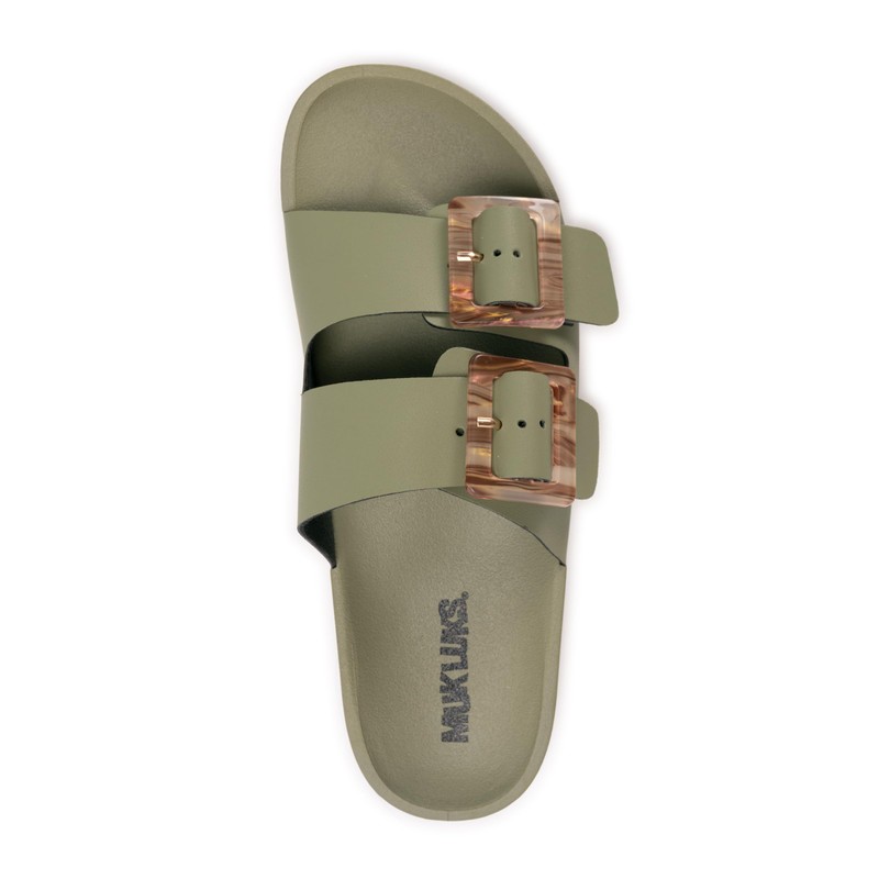 MUK LUKS Women's Grand Cayman Sandal, Light Olive, 8