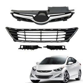 munirater Front Upper Lower Grille and Bumper Brackets Set Assembly Grill Replacement for 2014 2015 2016 Elantra